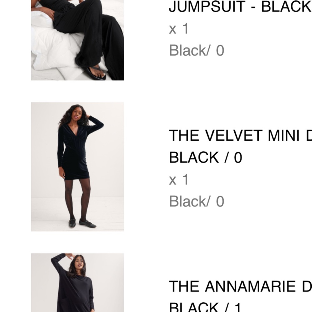 Hatch Black Sheath Midi Dress (XS)+ Long Sleeve Mini (1) + Jumpsuit (0)